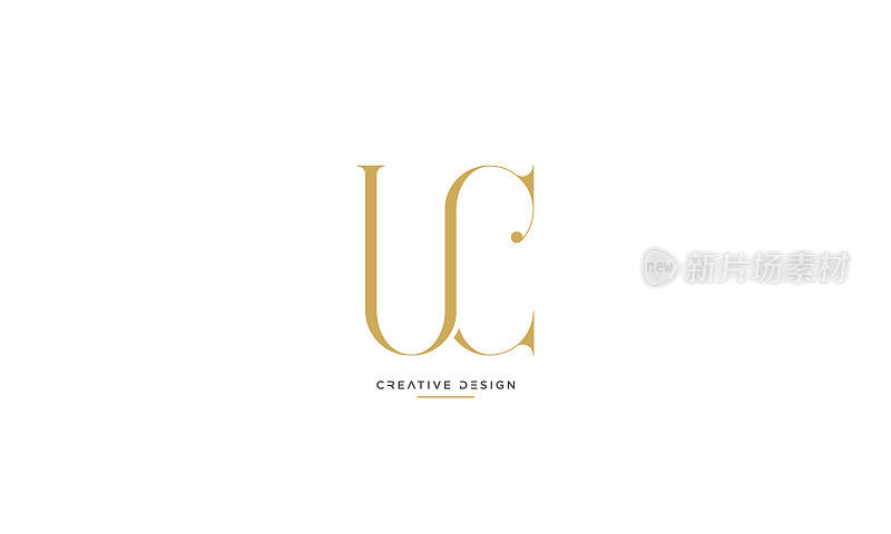 现代抽象字母UC、CU豪华标志设计。最小UC, CU初始化的图标向量
